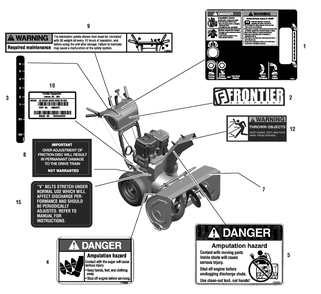 Decal Group Diagram and Parts List for 1695443-ST1332S 2008 Briggs and Stratton Snow Blower